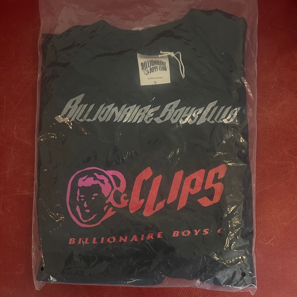 Billionaire Boys Club Black Short Sleeve Tee with Pink & Red Graphics